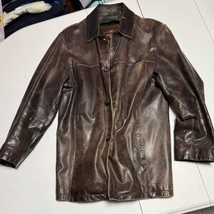 A&s Selections  distressed Dark Brown Leather Jacket